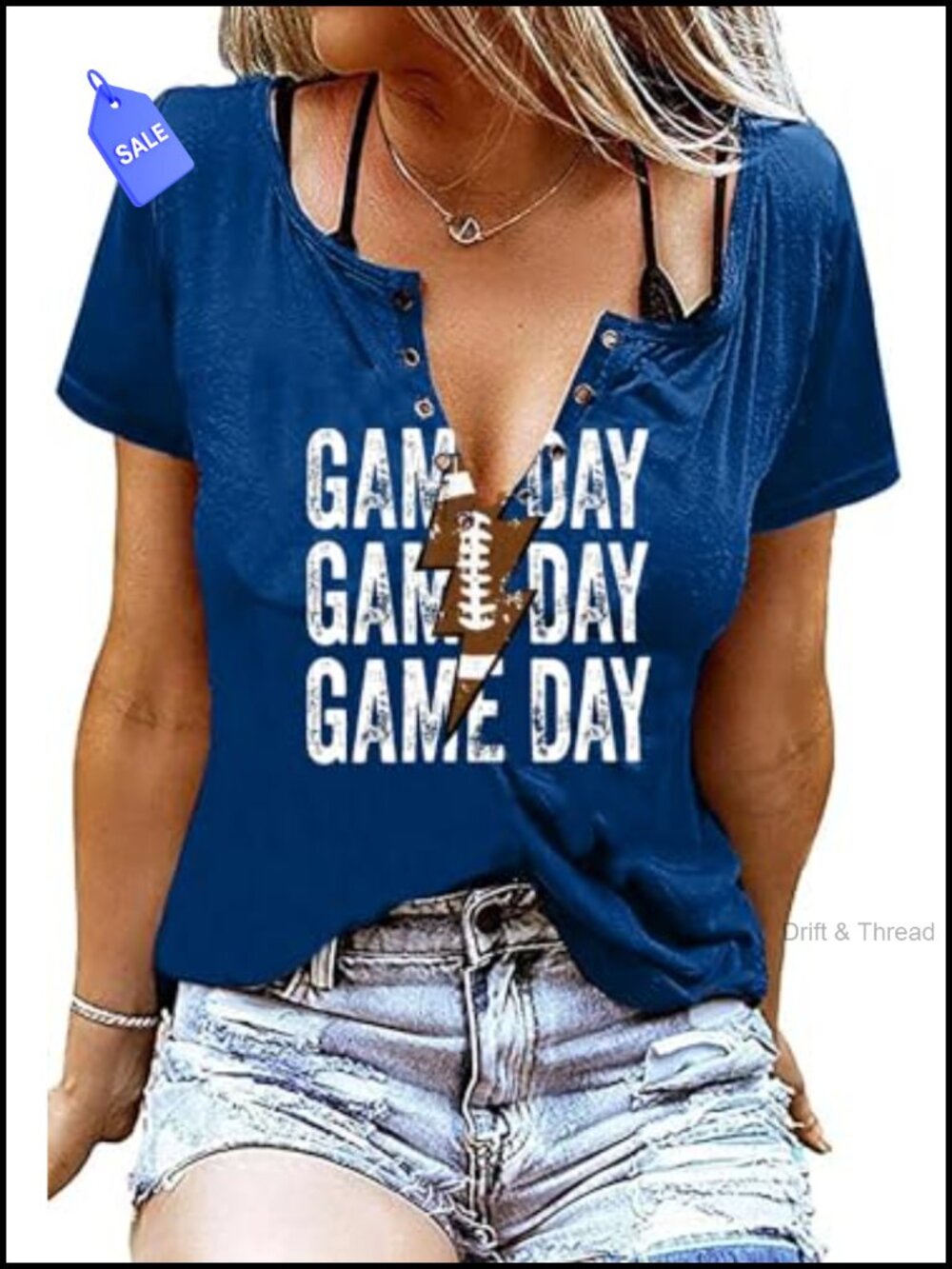 Game Day Shirts Women Football Graphic Tees Short Sleeve V-Neck